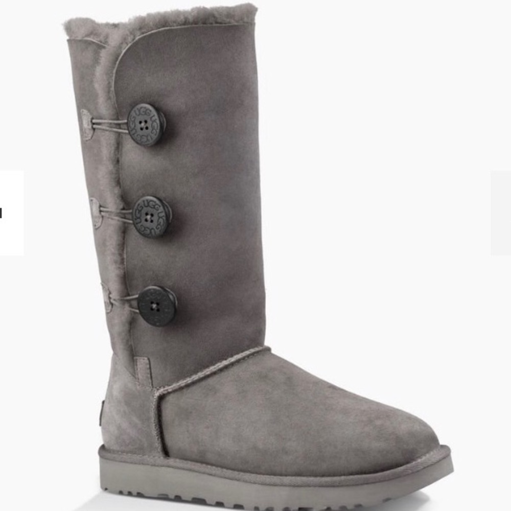 Gray Ugg Bailey button triplet boots